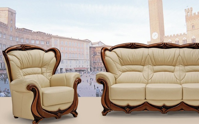 A chair on a frame of fir or beech upholstered in leather Modigliani, BM Style