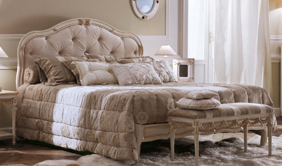 Double bed with upholstered headboard Ambiente Notte, Savio Firmino