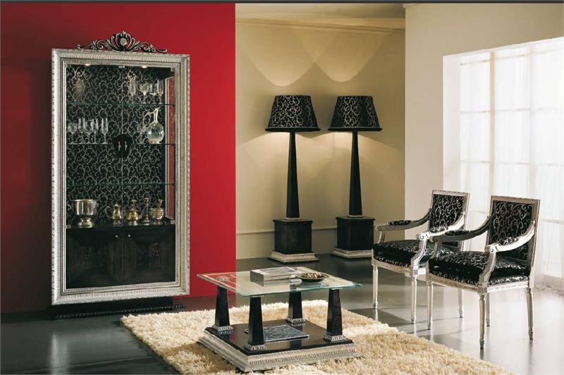 Coffee table with frame in solid wood and top made of glass, the Atelier AltaModa