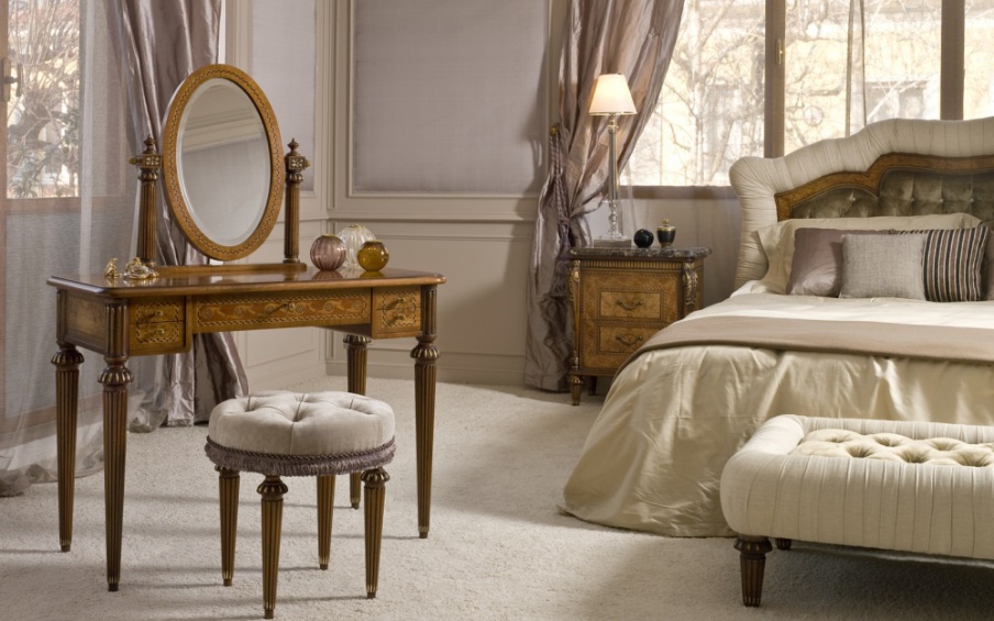 Dressing table with oval mirror with wooden case, Annibale Colombo