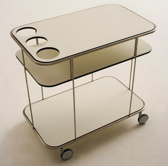 Table serving on a frame of stainless steel with laminate worktop Circus, Bonacina Pierantonio