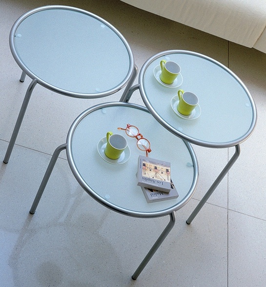 Serving round table on steel frame Miss B Trio Bonacina Pierantonio