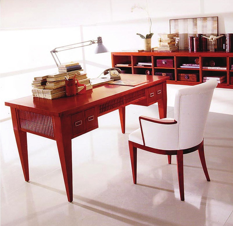 Chair with armrests on a frame of cherry, Annibale Colombo