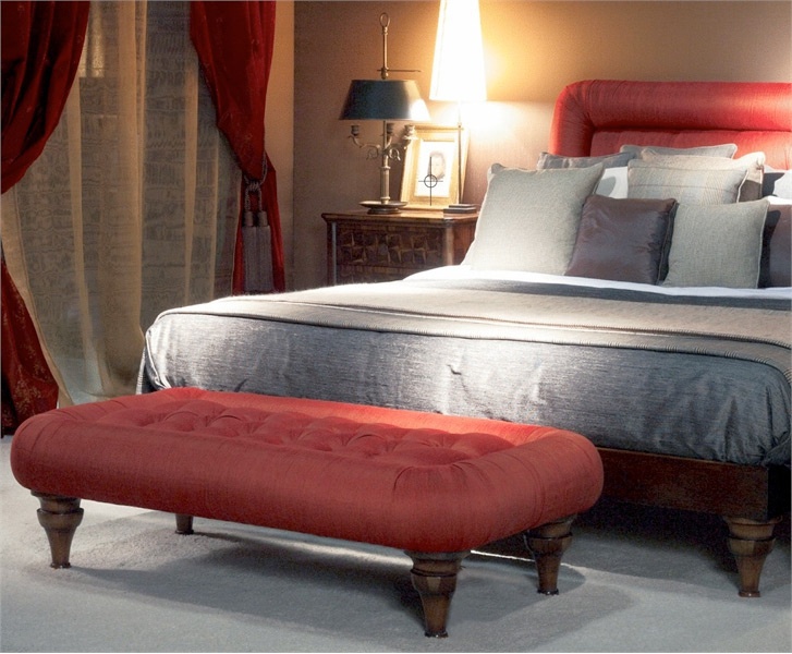 Stool with legs of solid walnut and the upholstery of textile fabric, Annibale Colombo