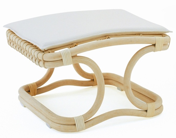 Poof on the frame of Rattana braided leather Punto e virgola, Bonacina Pierantonio