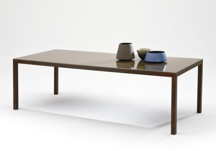Dining table on a frame of beech or walnut with glass top Rama, Bonacina Pierantonio