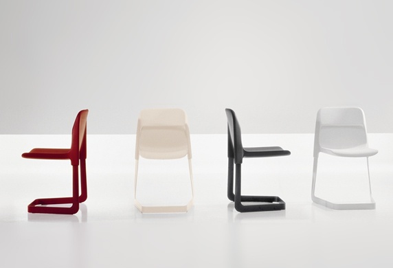 Stackable chair on metal frame with seat and back made of polyurethane Cart, Bonaldo