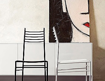 Chair steel framed leather upholstered Esprit, Bonaldo