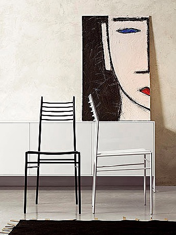 Chair steel framed leather upholstered Esprit, Bonaldo