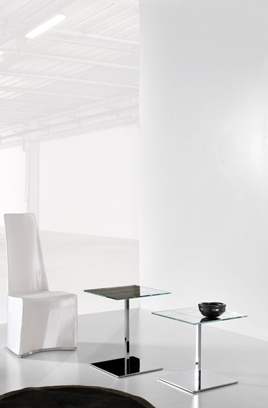 Coffee table on steel frame with top black glass Lux, Bonaldo