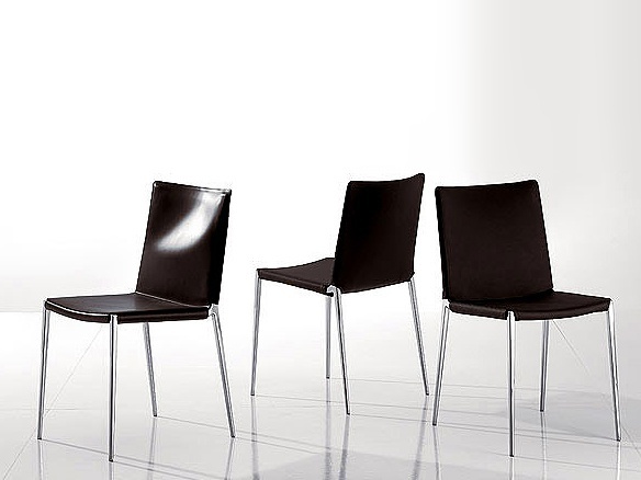 Stackable chair on a frame of aluminium with leather or fabric upholstery Mylife, Bonaldo