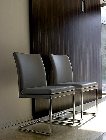 Chair steel framed leather upholstered Michelle, Bonaldo