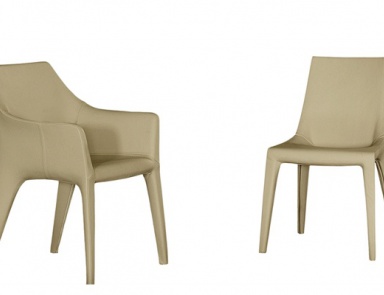 Chair steel framed leather upholstered Tip Toe, Bonaldo