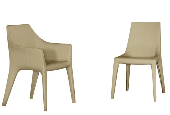 Chair steel framed leather upholstered Tip Toe, Bonaldo