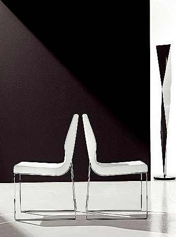 Chair steel frame upholstered in leather or fabric Raja, Bonaldo