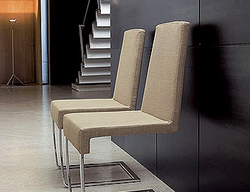 Chair steel frame upholstered in leather or fabric Tag, Bonaldo