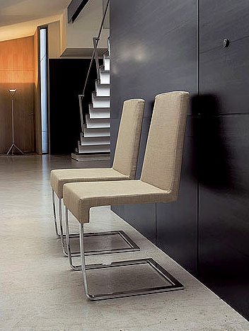 Chair steel frame upholstered in leather or fabric Tag, Bonaldo