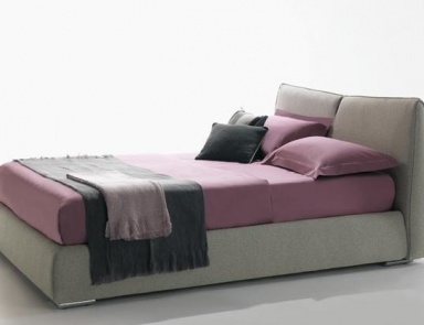 Double bed wooden frame upholstered in leather or fabric Ametista, Bontempi Casa