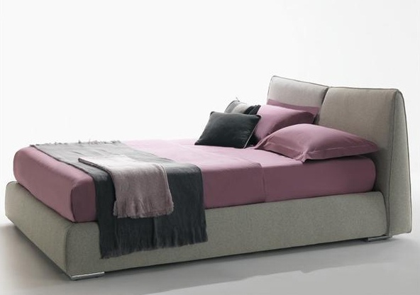Double bed wooden frame upholstered in leather or fabric Ametista, Bontempi Casa