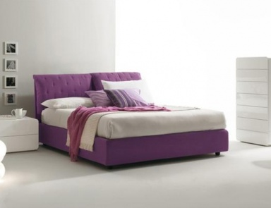 Double bed wooden frame upholstered in leather or fabric, Venus, Bontempi Casa