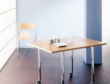 Dining table sliding on a metal frame with the top of the melamine Back, Bontempi Casa