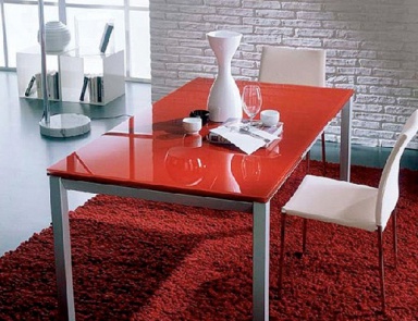 Dining table sliding on steel frame with glass top Airo, Bontempi Casa