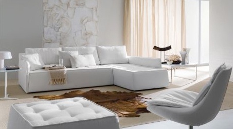Modular sofa upholstered in leather or fabric Antares, Bontempi Casa