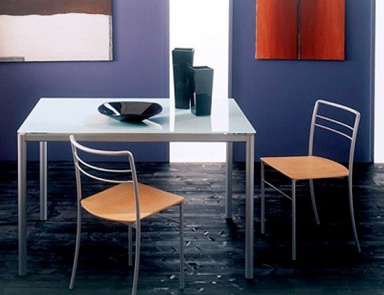 Dining table on metal frame with glass top Amos, Bontempi Casa