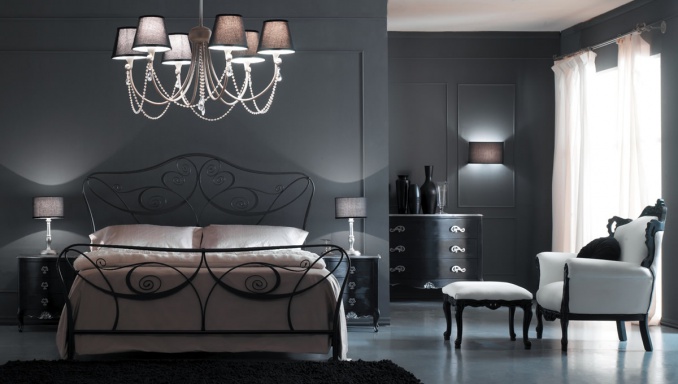 Bed with wrought iron headboard Letto Leila