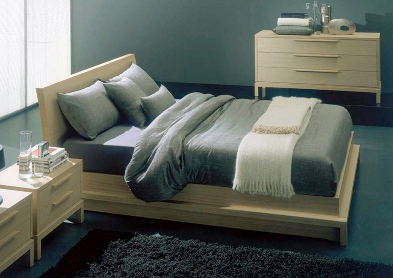 Double bed on a frame of steel and oak Artu, Bontempi Casa
