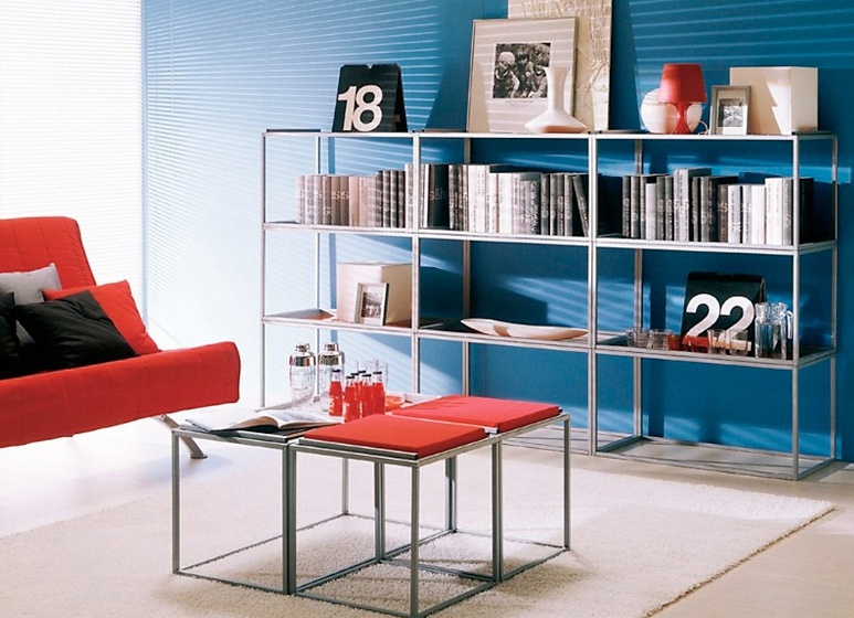 The rack frame made of metal with glass shelves Click Clack, Bontempi Casa