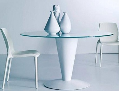 Dining table on metal frame with glass top Conico, Bontempi Casa