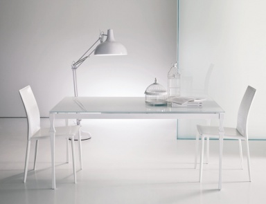 Dining table sliding on a frame of aluminum with glass top Corinto, Bontempi Casa