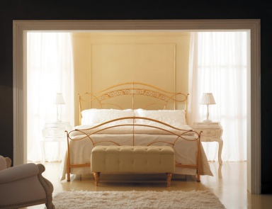 Bed with wrought iron headboard Letto Aramis - Millenotti - Corte Zari (wrought iron bed)