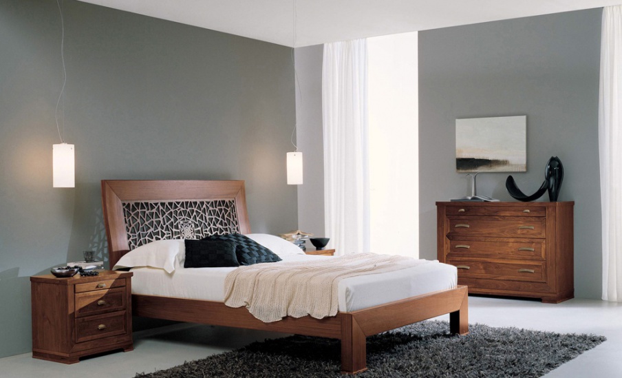 Double bed on a frame of beech 8081 / 8091, Bruno Piombini