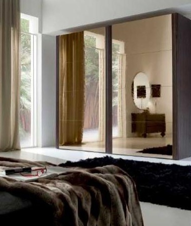 Wardrobe on a frame of ash with mirrored doors 8590A / 8590B / 8596A / 8596B, Bruno Piombini