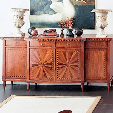 Dresser-chest of drawers with body in solid wood and decorative veneers of walnut, Annibale Colombo