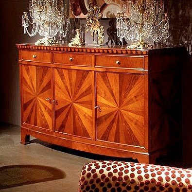 Dresser-chest of drawers with body in solid wood and decorative veneers of walnut, Annibale Colombo