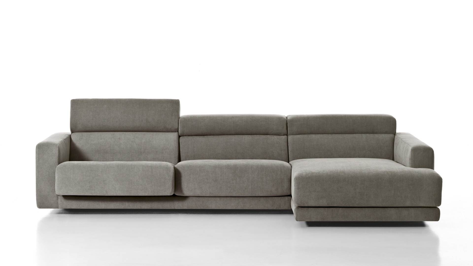 Corner modular sofa with frame made of metal and plywood upholstered in