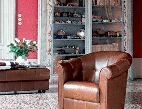 The chair frame is solid wood leather upholstered Red Lion, Busnelli