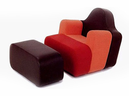 A chair on a frame of solid wood covered with a cloth Slice, Busnelli