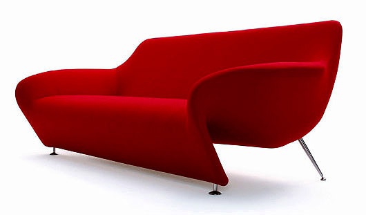 A sofa with a frame made of metal, legs of steel and a core of polyurethane foam Femme, Arflex 