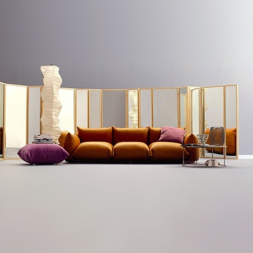 Pouf with plywood frame, filled with polyurethane foam and upholstered in leather or textile fabric Marenco, Arflex