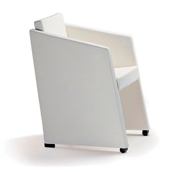 Armchair with frame made of metal, filled with polyurethane foam and upholstered in textile fabric Miniquadra, Arflex