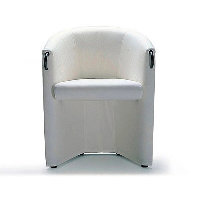 Armchair with frame made of metal, filled with polyurethane foam and upholstered in leather or textile fabric Minitonda, Arflex