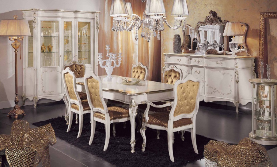 Dining room (dining set) with inlaid Swarovski, Mirandola Export