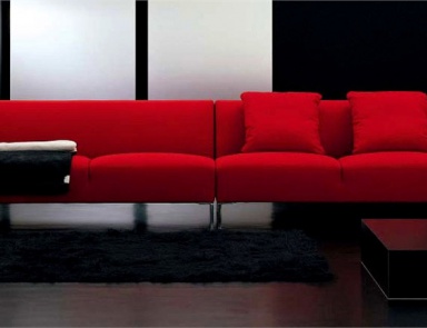 Sofa with metal legs and upholstery of textile fabric Metropolitan, Arketipo 