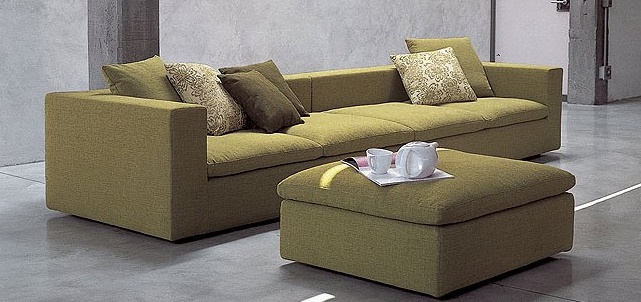 Poof on a frame of solid wood upholstered in leather or cloth Land, Bonaldo