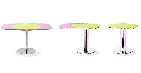 Dining table sliding on a steel frame with a tabletop made of polyurethane Flap, Bonaldo