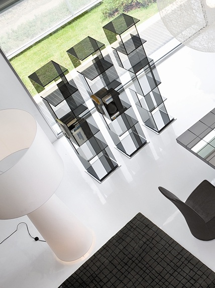 Rotating bookcase with glass Cubic Glass body, Bonaldo